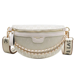 Canvas Crossbody Bag Plaid Pattern Fanny Pack for Women Chain Waist Pack