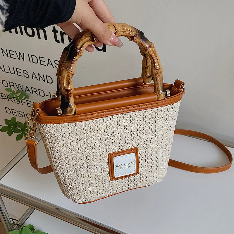 Boho Beach Bag Women's Straw Shoulder Crossbody Handbag Tote