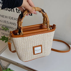 Boho Beach Bag Women's Straw Shoulder Crossbody Handbag Tote