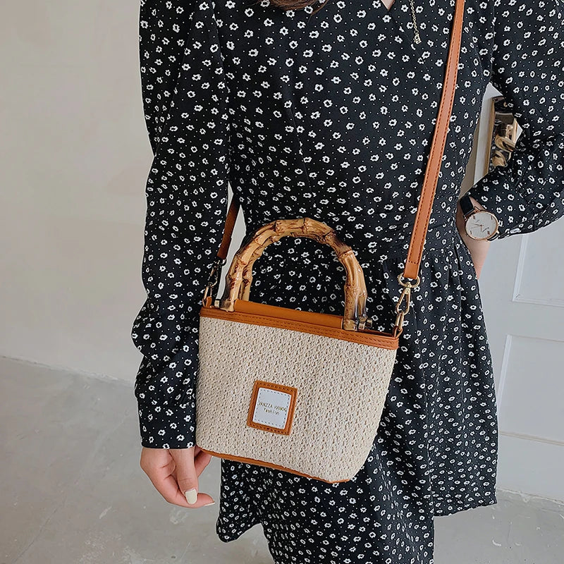 Boho Beach Bag Women's Straw Shoulder Crossbody Handbag Tote