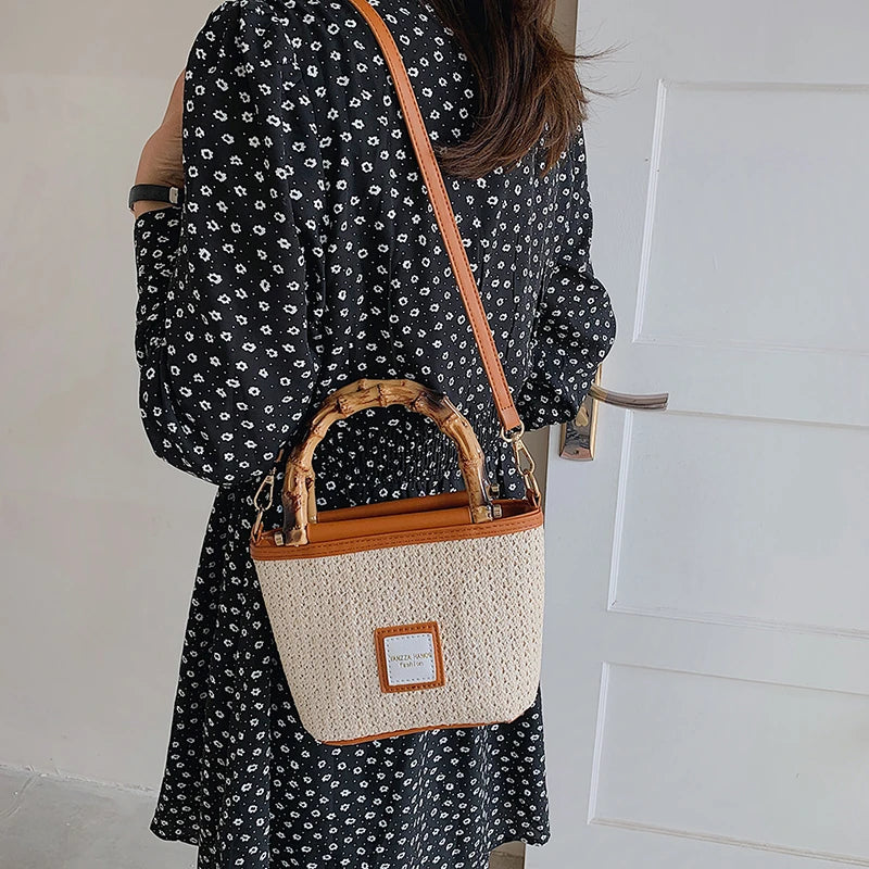 Boho Beach Bag Women's Straw Shoulder Crossbody Handbag Tote
