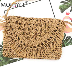 Tassel Beach Bags Rattan Woven Handbags Shoulder Crossbody Clutch