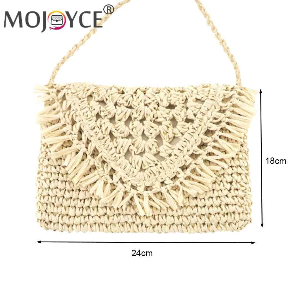 Tassel Beach Bags Rattan Woven Handbags Shoulder Crossbody Clutch
