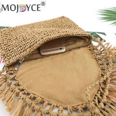 Tassel Beach Bags Rattan Woven Handbags Shoulder Crossbody Clutch