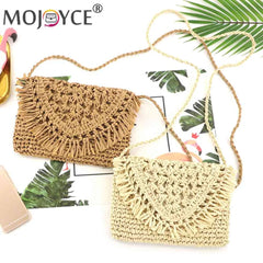 Tassel Beach Bags Rattan Woven Handbags Shoulder Crossbody Clutch