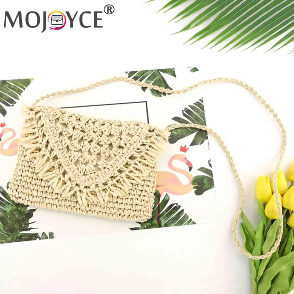 Tassel Beach Bags Rattan Woven Handbags Shoulder Crossbody Clutch