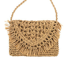Tassel Beach Bags Rattan Woven Handbags Shoulder Crossbody Clutch