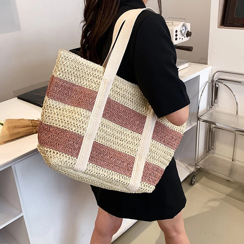 Boho Weave Beach Bag Large Handbag Summer Tote for Women