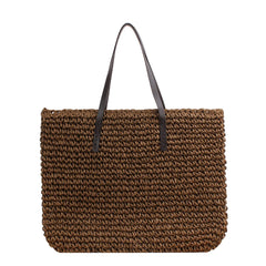 Vintage Rattan Woven Straw Beach Bag Large Capacity