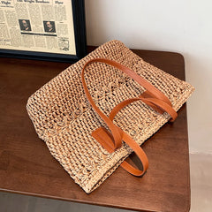 Vintage Woven Shoulder Bag Bohemian Summer Vacation Shopping Pouch