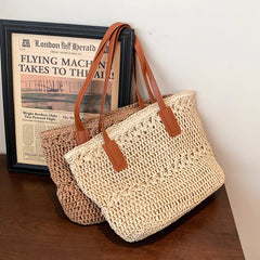 Vintage Woven Shoulder Bag Bohemian Summer Vacation Shopping Pouch