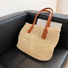 Vintage Woven Shoulder Bag Straw Beach Bohemian Summer Vacation