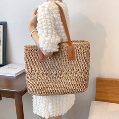 Vintage Woven Shoulder Bag Bohemian Summer Vacation Shopping Pouch