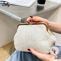 Hasp Ladies Straw Weave Handbags Summer Beach Female Rattan Small Purse
