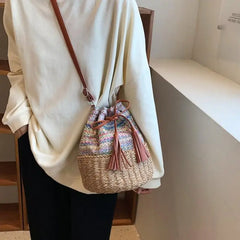 Straw Beach Shoulder Bags for Women Crossbody Bag Seaside Travel Handba