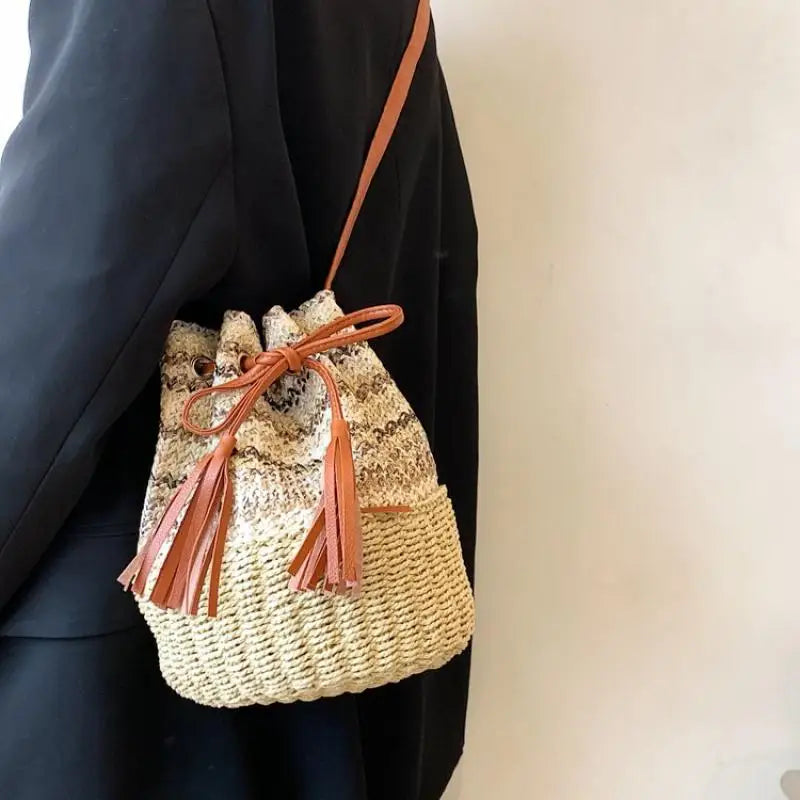 Straw Beach Shoulder Bags for Women Crossbody Bag Seaside Travel Handba