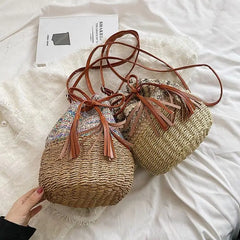 Straw Beach Shoulder Bags for Women Crossbody Bag Seaside Travel Handba