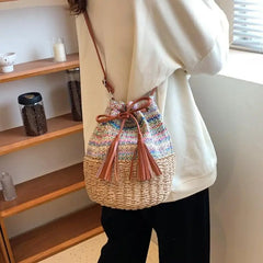 Straw Beach Shoulder Bags for Women Crossbody Bag Seaside Travel Handba