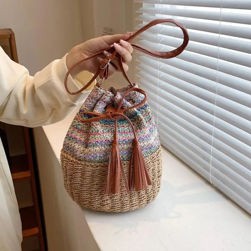 Straw Beach Shoulder Bags for Women Crossbody Bag Seaside Travel Handba