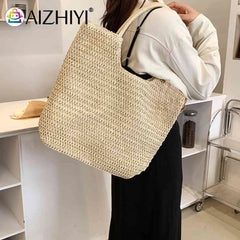 Straw Beach Women Shoulder Handbag Woven Boho Summer Tote Bag