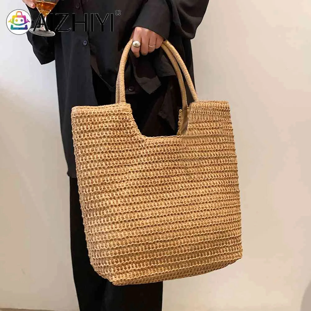Straw Beach Women Shoulder Handbag Woven Boho Summer Tote Bag