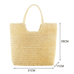 Straw Beach Women Shoulder Handbag Woven Boho Summer Tote Bag