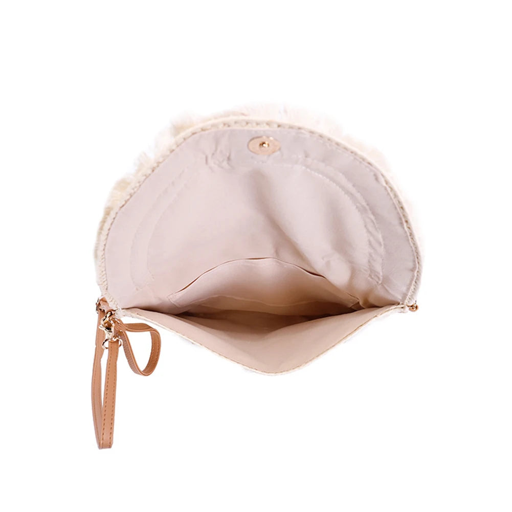 Straw Clutch Bag Women Woven Shoulder Crossbody Handbag Summer Boho Beach