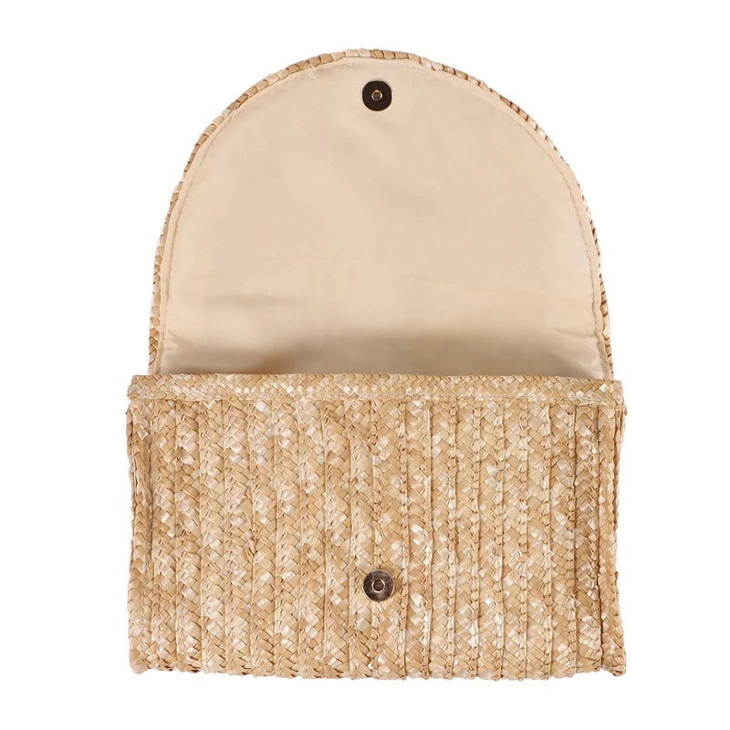 Brown Straw Clutch Purse for Women Wedding Envelope Wallet