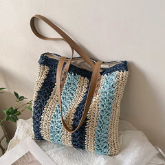 Straw Handbag Women Beach Shoulder Bag Tote Seaside Vacation Bags