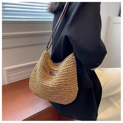 Straw Knitted Purses and Handbags Women Shoulder Bags Straw Woven Side Bag