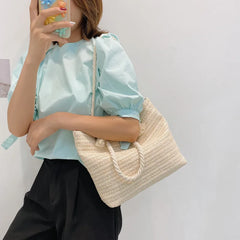 Straw Large-Capacity Women's Shoulder Bag Summer Handbag Tote