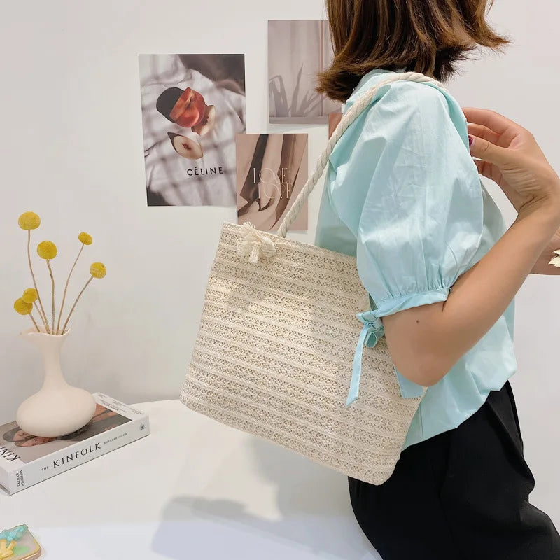 Straw Large-Capacity Women's Shoulder Bag Summer Handbag Tote