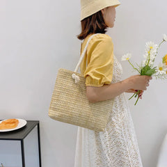 Straw Large-Capacity Women's Shoulder Bag Summer Handbag Tote