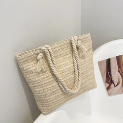 Straw Large-Capacity Women's Shoulder Bag Summer Handbag Tote