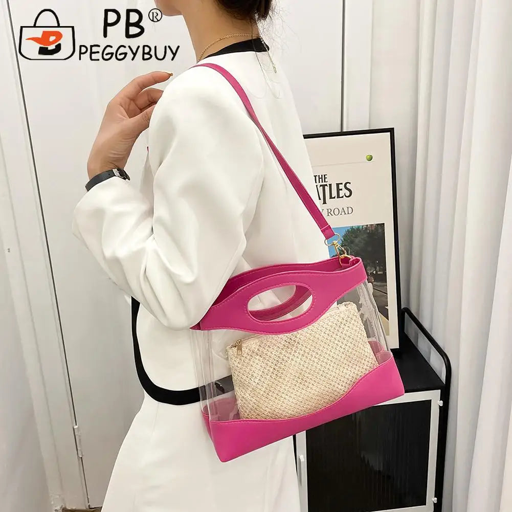 Clear PVC Women Crossbody Shoulder Bag Jelly Small Phone Key Purse