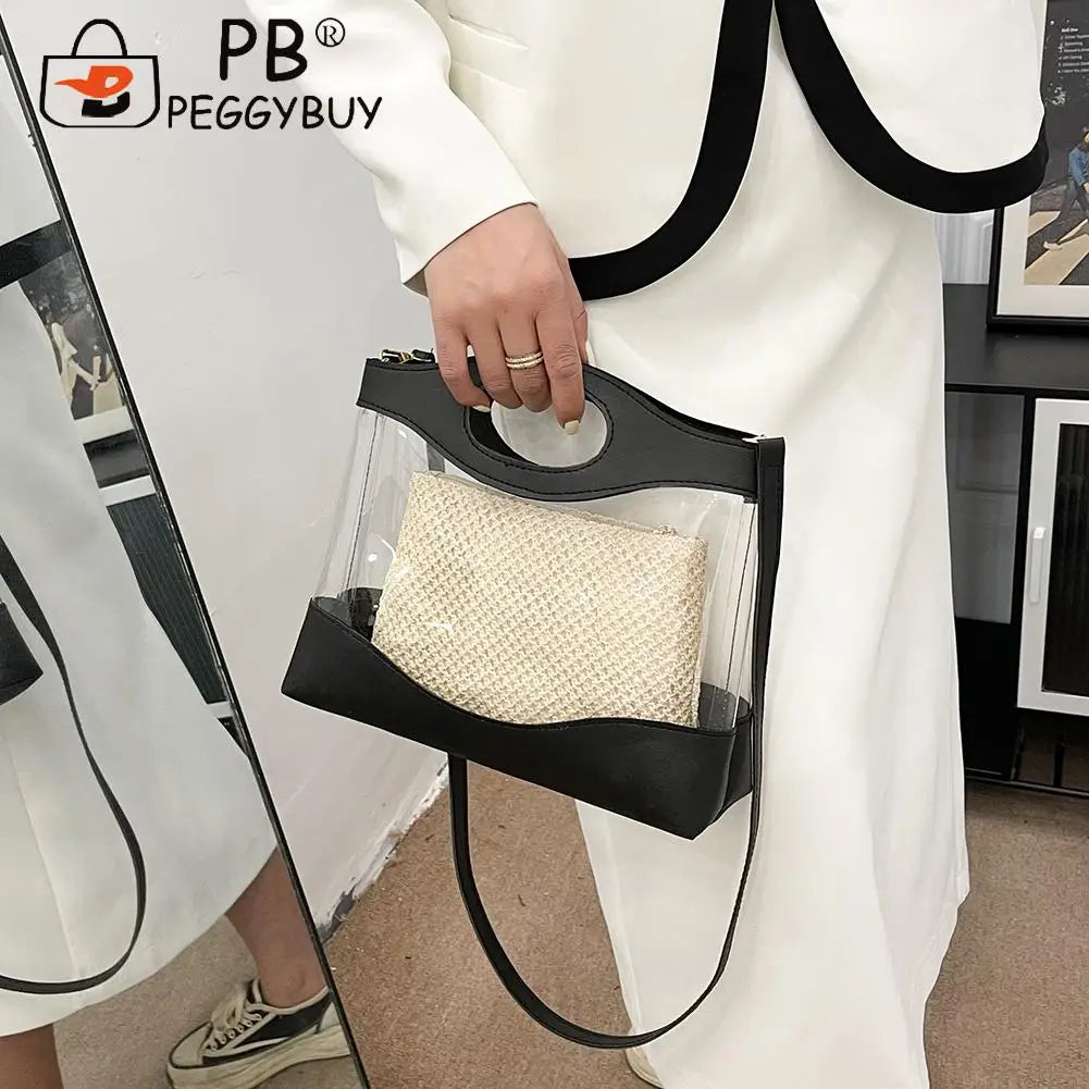 Clear PVC Women Crossbody Shoulder Bag Jelly Small Phone Key Purse