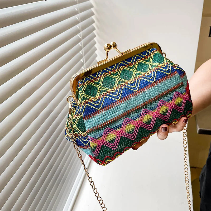 Raffia Boho Women Bag Waist Fanny Pack Crossbody Handbag B568