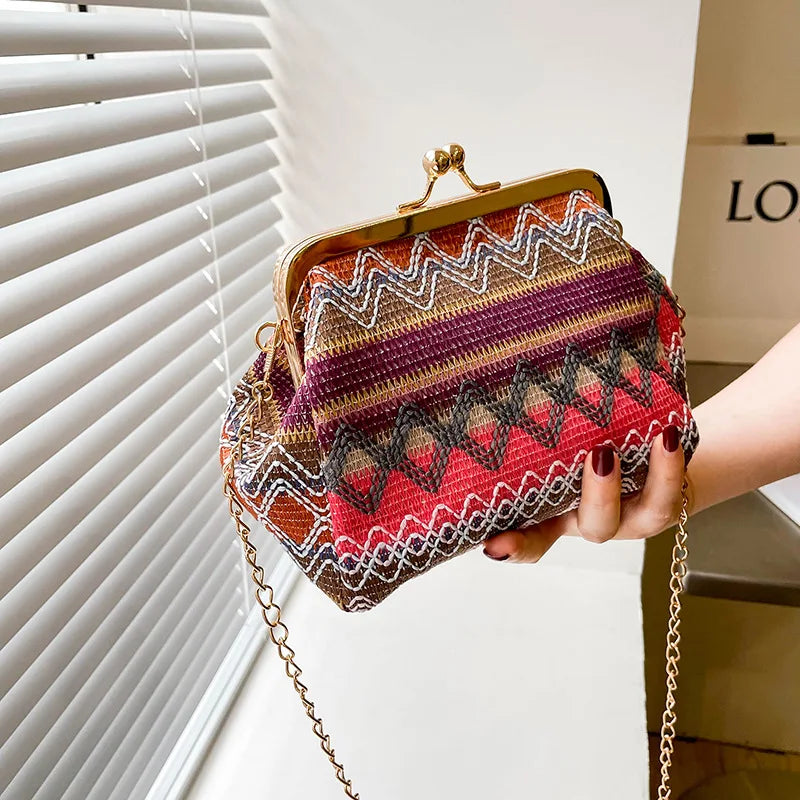 Raffia Boho Women Bag Waist Fanny Pack Crossbody Handbag B568