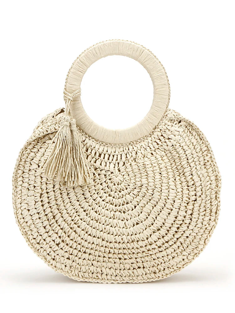 Straw Rattan Women's Bag Large Capacity Travel Casual Handbag