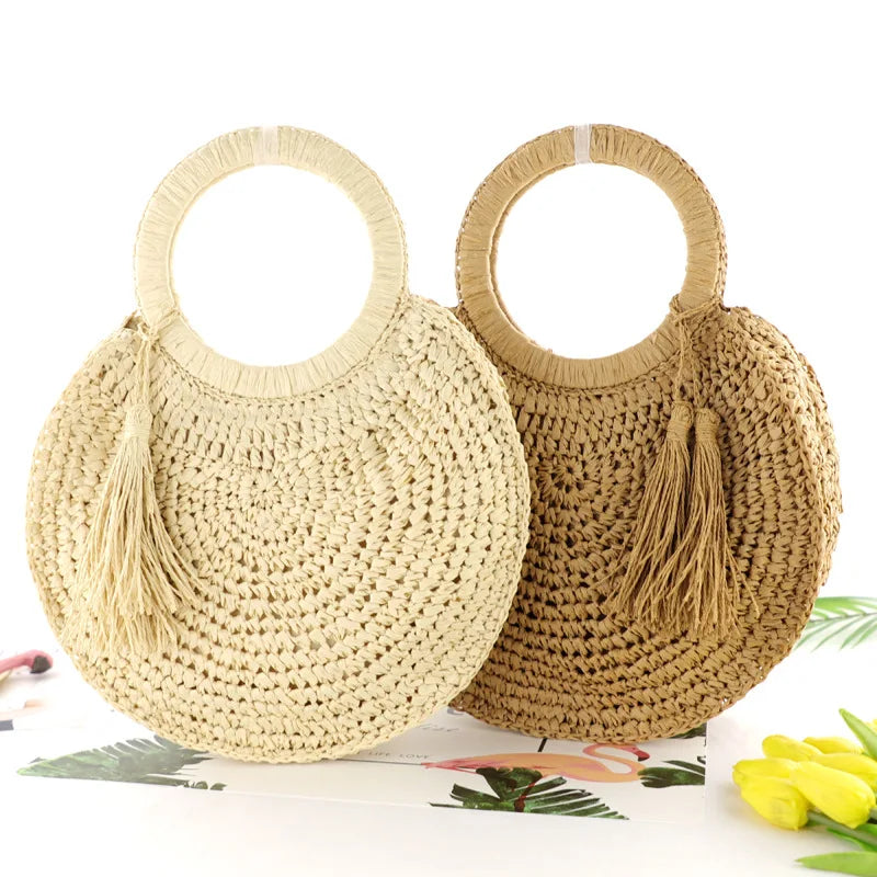 Straw Rattan Women's Bag Large Capacity Travel Casual Handbag