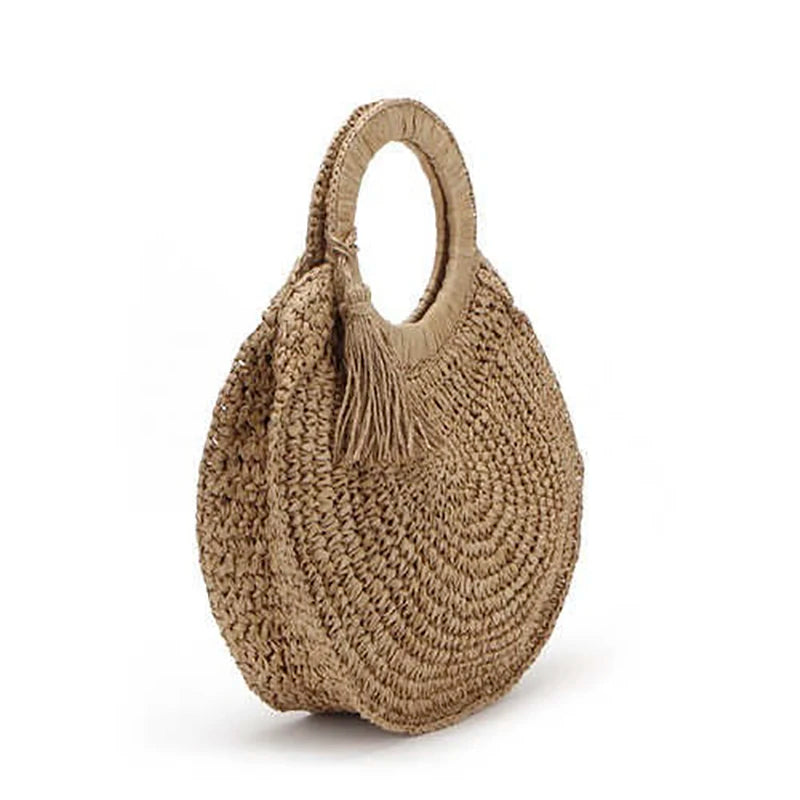 Straw Rattan Women's Bag Large Capacity Travel Casual Handbag