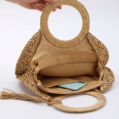 Straw Rattan Women's Bag Large Capacity Travel Casual Handbag