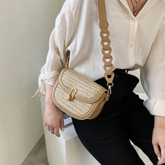 Straw Saddle Crossbody Bags for Women Lady Travel Purses Handbags