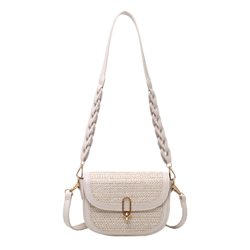 Straw Saddle Crossbody Bags for Women Lady Travel Purses Handbags