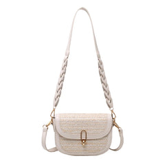 Straw Saddle Crossbody Bags for Women Lady Travel Purses Handbags