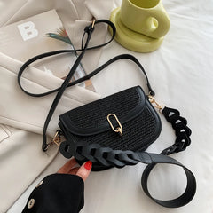 Straw Saddle Crossbody Bags for Women Lady Travel Purses Handbags