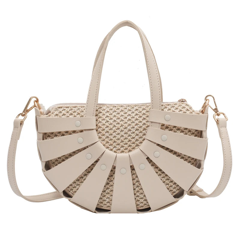 Straw Small Tote Bag Women Summer Beach Shoulder Crossbody Lady Handbag