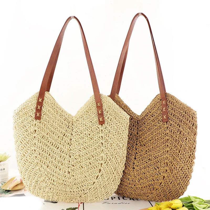 Straw Shopper Summer Bag Casual Large Capacity Hollow Woven Women Beach Tote