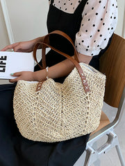 Straw Shopper Summer Bag Casual Large Capacity Hollow Woven Women Beach Tote