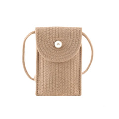 Straw Shoulder Bags Female Bag Casual Vertical Section Mobile Phone Bag